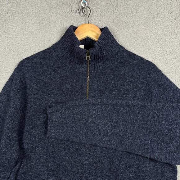 J. Crew Other - J Crew Sweater Mens Size Large Marled Indigo 1/2 Zip High Neck 100% Lambswool